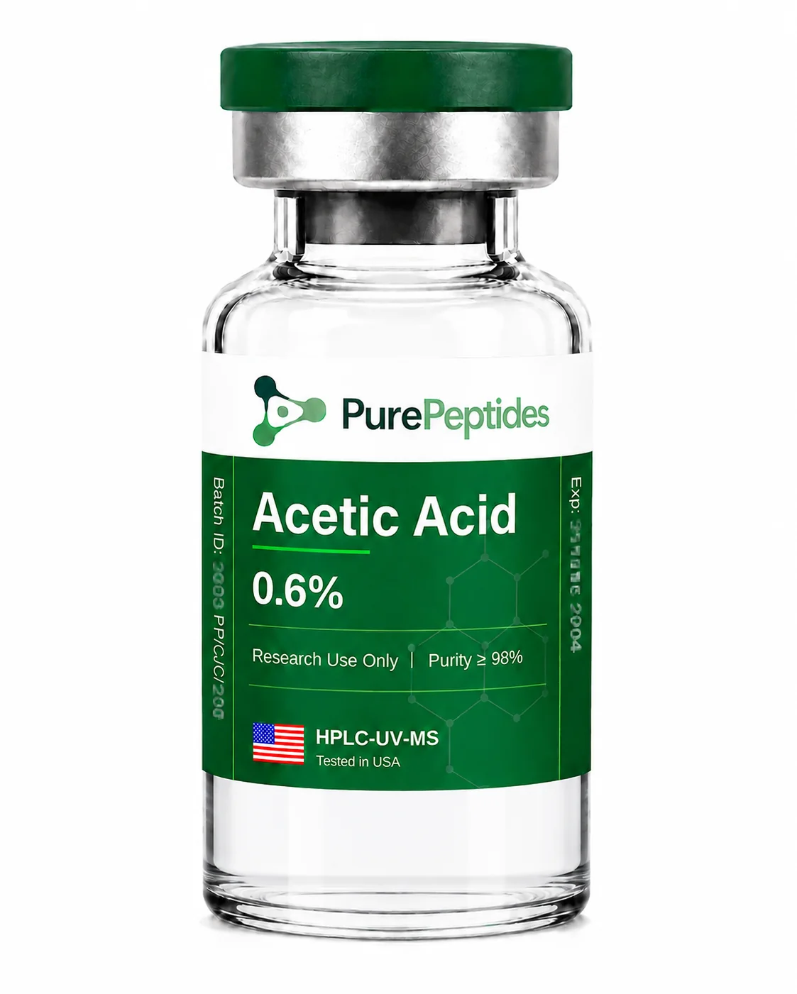 Acetic Acid 0.6%, solución estéril para uso en investigación in vitro, suministrada por Pure Peptides