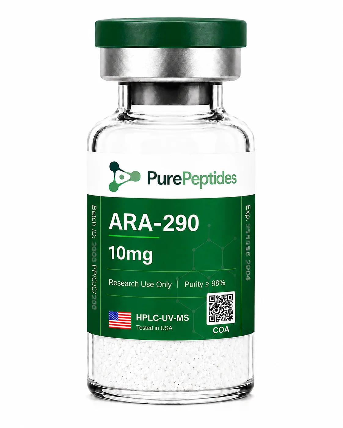 ARA-290 péptido de investigación, ≥98% pureza por HPLC, CAS 1195765-45-7, polvo liofilizado para investigación de laboratorio in vitro, Pure Peptides