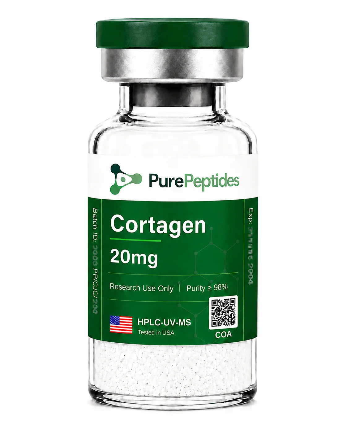 Cortagen péptido de investigación, ≥98% pureza por HPLC, CAS 335591-03-2, polvo liofilizado para investigación de laboratorio in vitro, Pure Peptides