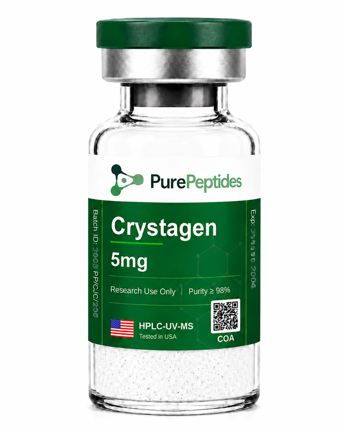 Crystagen péptido de investigación, ≥98% pureza por HPLC, CAS N/A (Khavinson bioregulator), polvo liofilizado para investigación de laboratorio in vitro, Pure Peptides