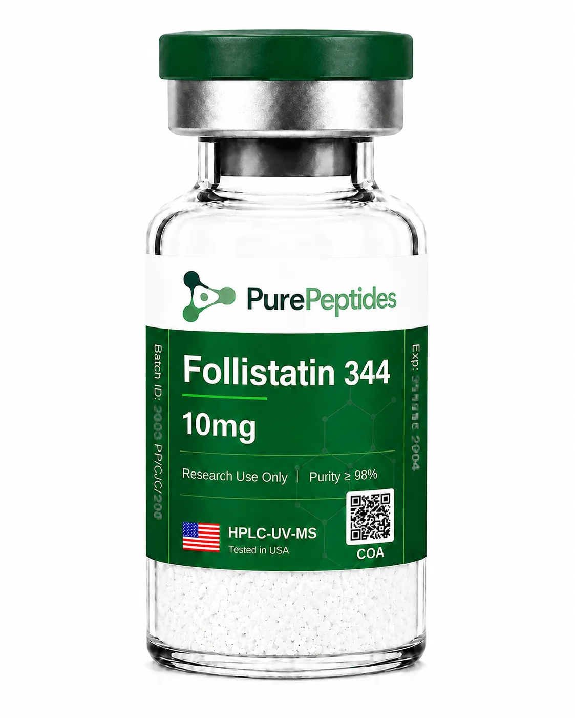 Follistatin 344 proteína de investigación, ≥98% pureza por HPLC, CAS 80449-31-6, polvo liofilizado para investigación de laboratorio in vitro, Pure Peptides