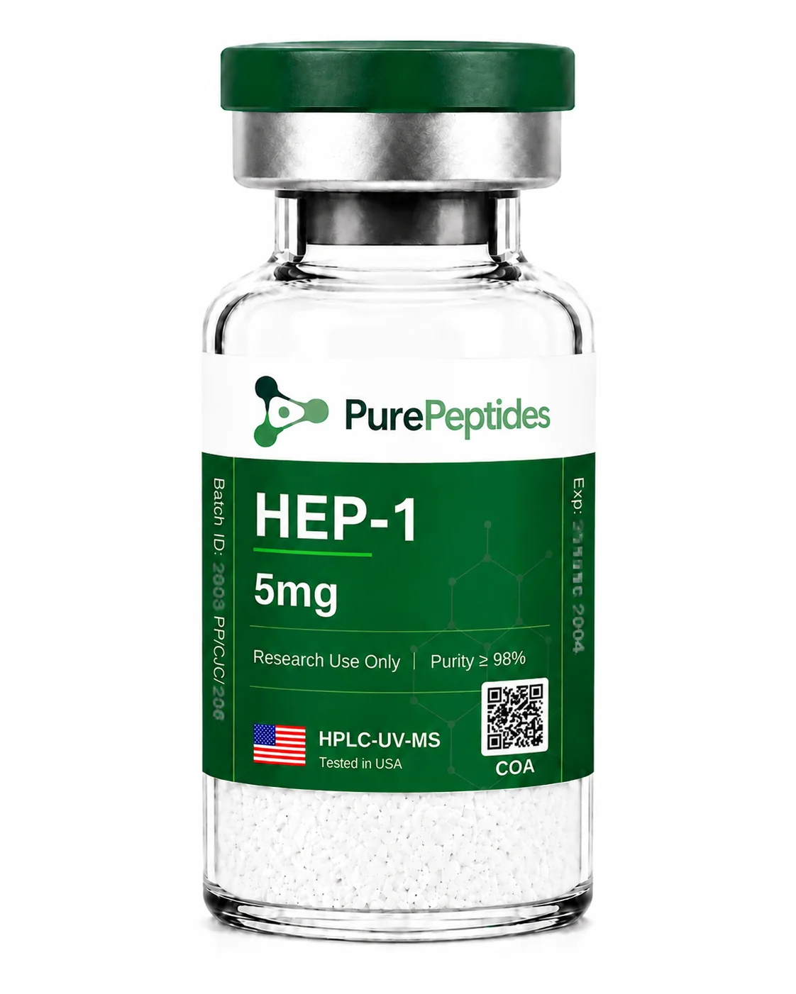HEP-1 (Gepon) research peptide, >99% purity by HPLC, CAS 174641-44-2, lyophilized powder for in-vitro laboratory research, Pure Peptides