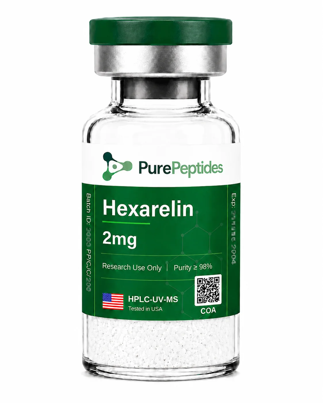 Hexarelin péptido de investigación, ≥98% pureza por HPLC, CAS 140703-51-1, polvo liofilizado para investigación de laboratorio in vitro, Pure Peptides