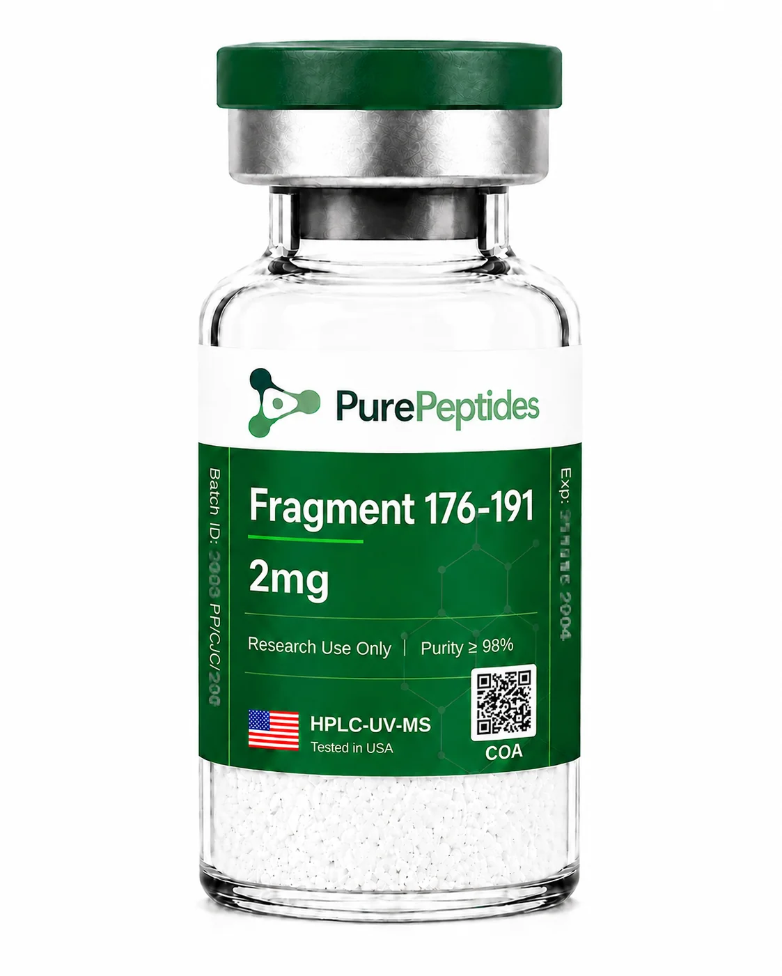 Fragment 176-191 péptido de investigación, ≥98% pureza por HPLC, CAS 66004-57-7, polvo liofilizado para investigación de laboratorio in vitro, Pure Peptides