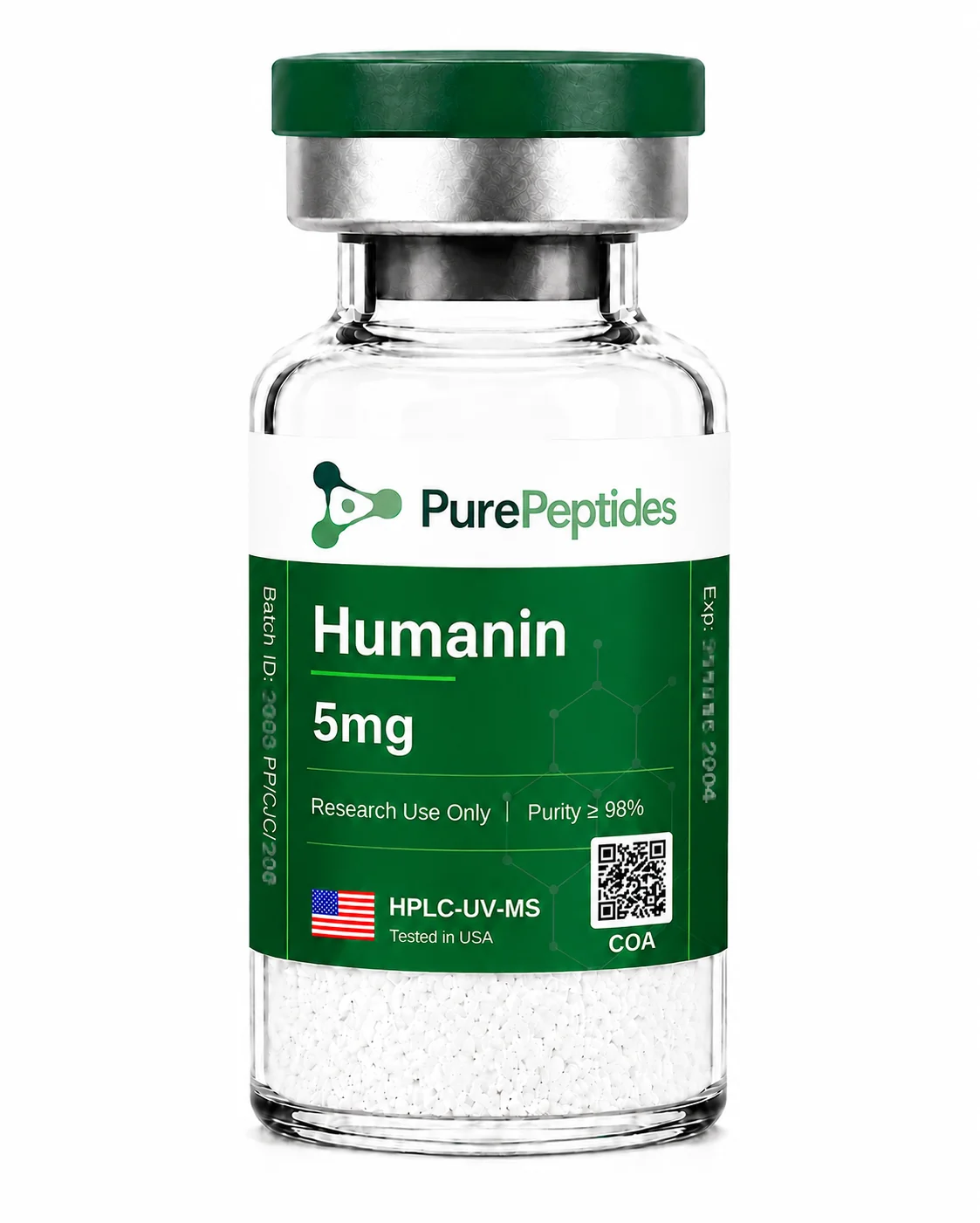 Humanin péptido de investigación, ≥98% pureza por HPLC, CAS 330936-69-1, polvo liofilizado para investigación de laboratorio in vitro, Pure Peptides