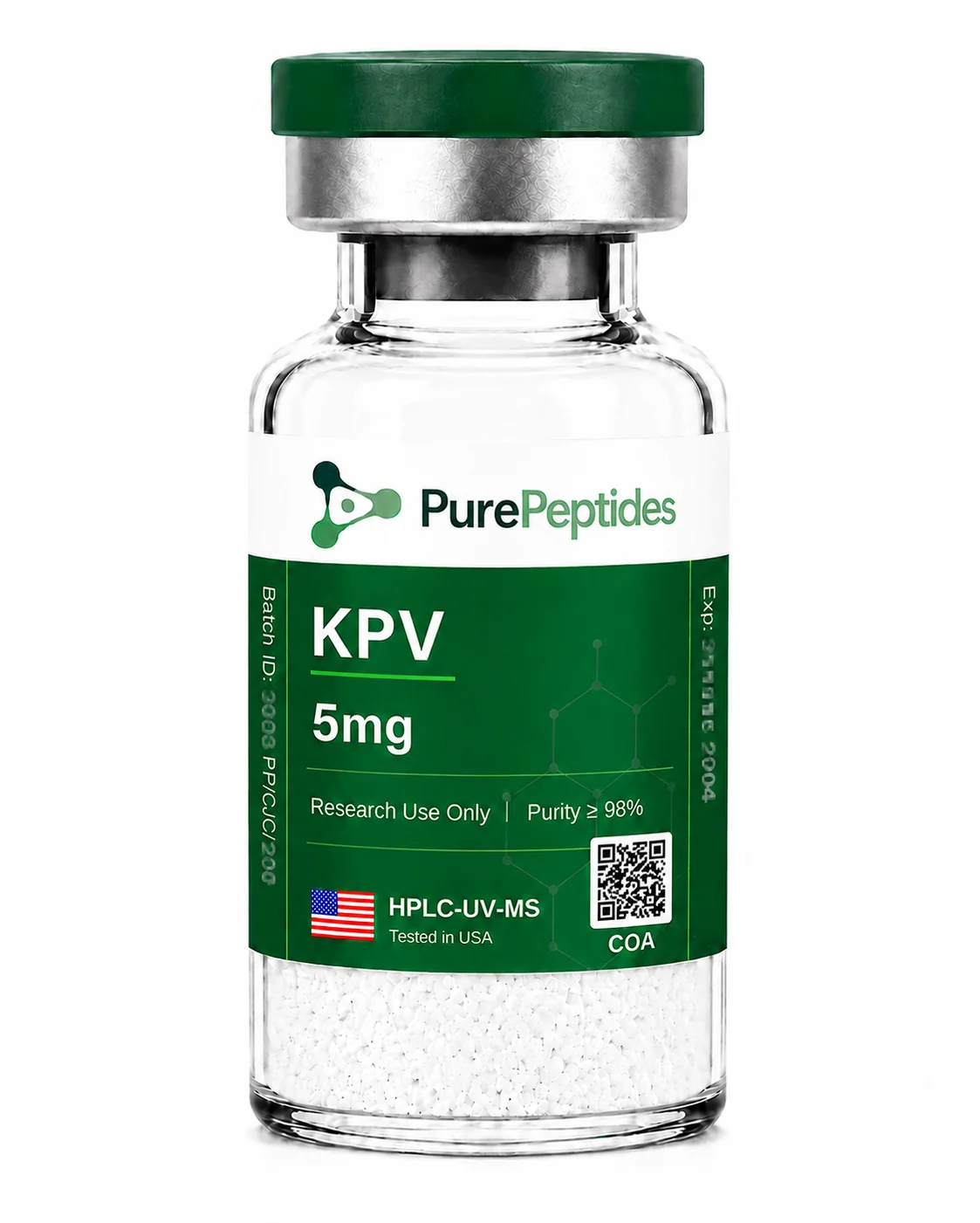 KPV péptido de investigación, ≥98% pureza por HPLC, CAS 67727-97-3, polvo liofilizado para investigación de laboratorio in vitro, Pure Peptides