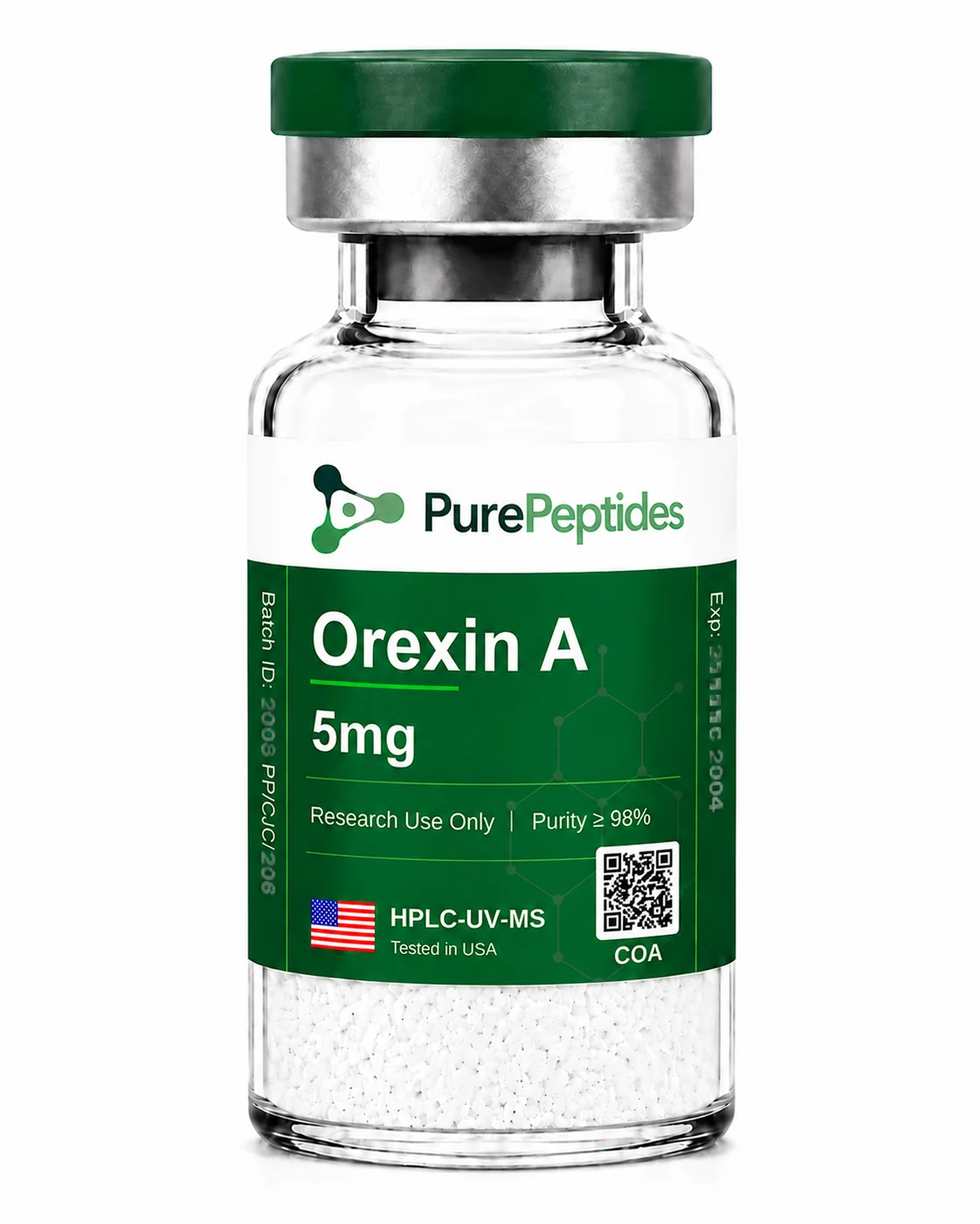 Orexin A péptido de investigación, ≥98% pureza por HPLC, CAS 205640-90-0, polvo liofilizado para investigación de laboratorio in vitro, Pure Peptides