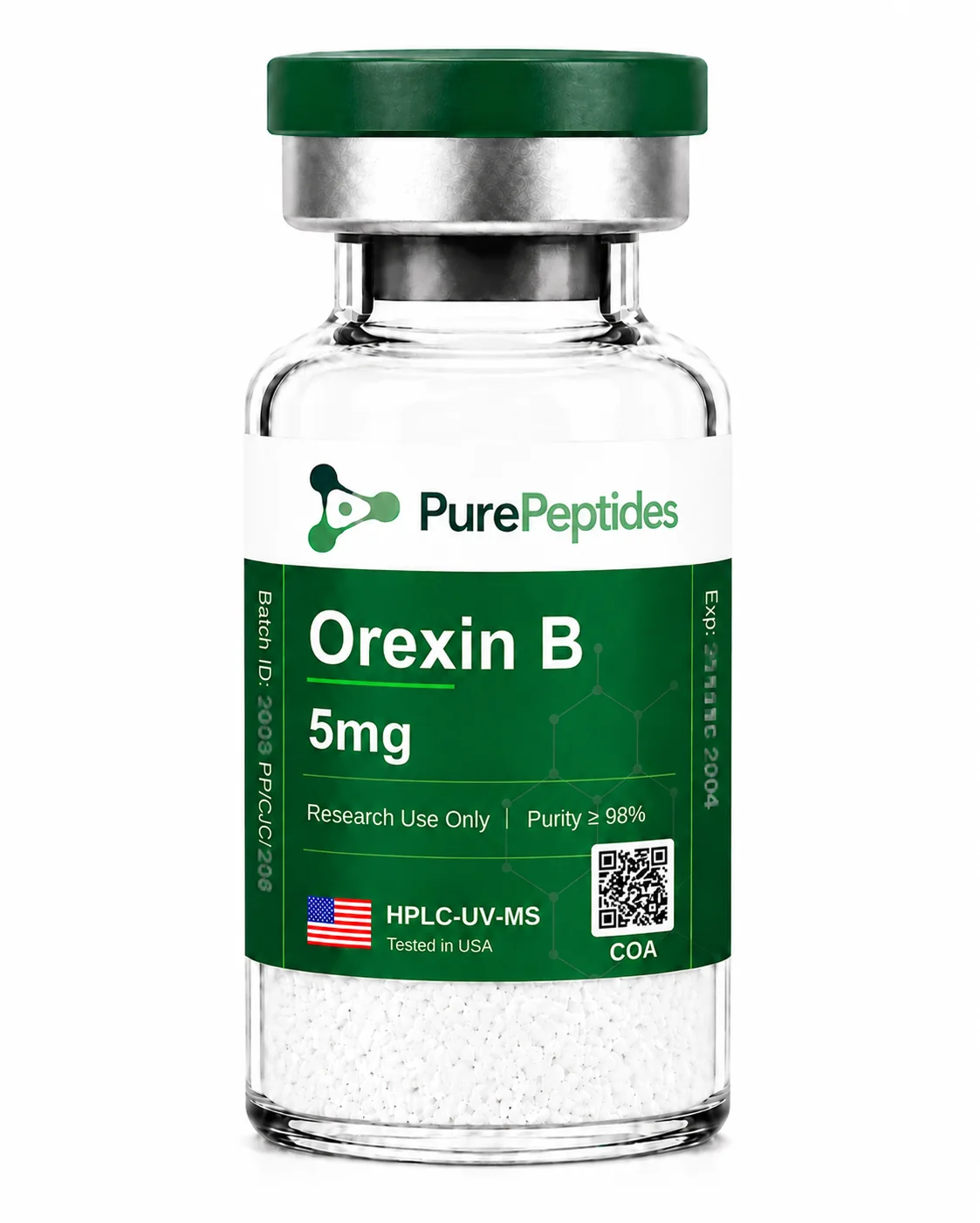 Orexin B research peptide, >99% purity by HPLC, CAS 205640-91-1, lyophilized powder for in-vitro laboratory research, Pure Peptides