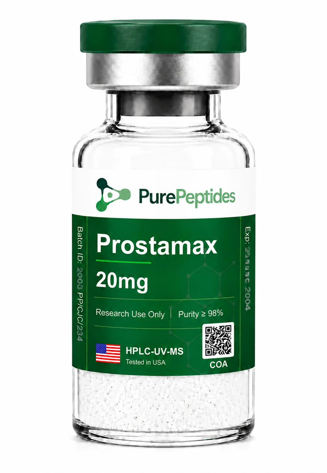 Prostamax péptido de investigación, ≥98% pureza por HPLC, CAS N/A (Khavinson bioregulator), polvo liofilizado para investigación de laboratorio in vitro, Pure Peptides