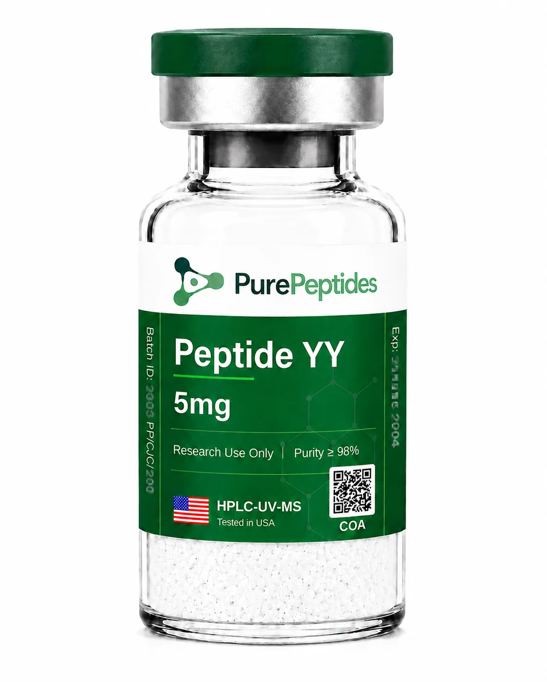 Peptide YY (PYY 3-36) péptido de investigación, ≥98% pureza por HPLC, CAS 123583-37-9, polvo liofilizado para investigación de laboratorio in vitro, Pure Peptides