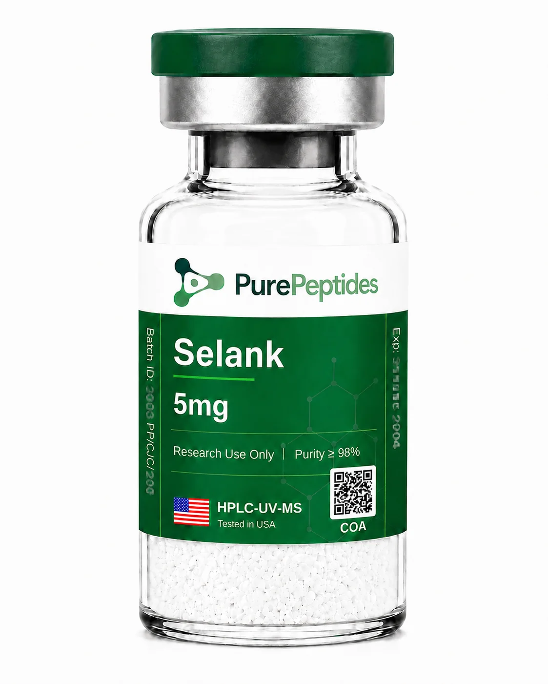 Selank péptido de investigación, ≥98% pureza por HPLC, CAS 129954-34-3, polvo liofilizado para investigación de laboratorio in vitro, Pure Peptides
