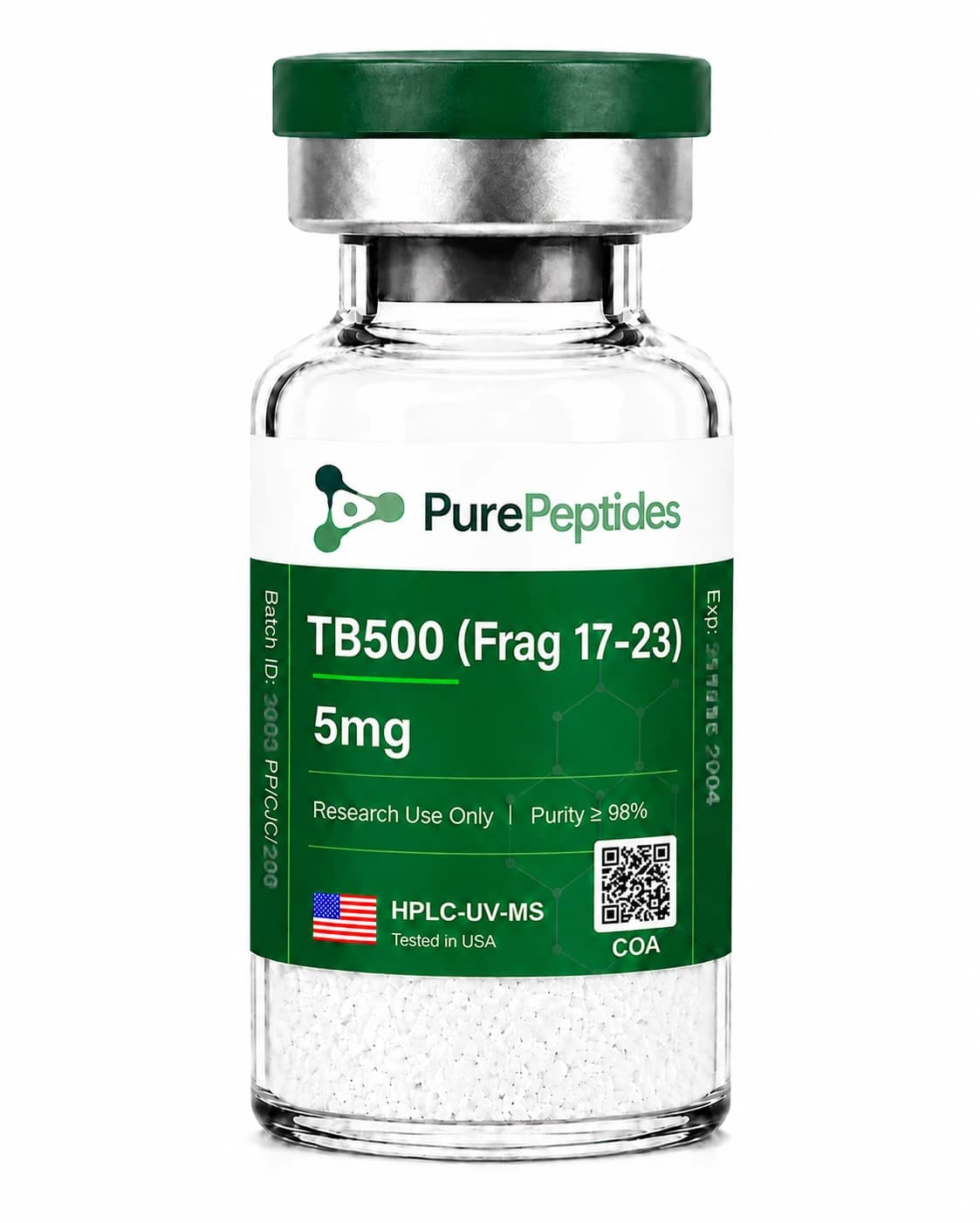 TB-500 Frag 17-23 péptido de investigación, ≥98% pureza por HPLC, CAS N/A (fragment, registry pending), polvo liofilizado para investigación de laboratorio in vitro, Pure Peptides
