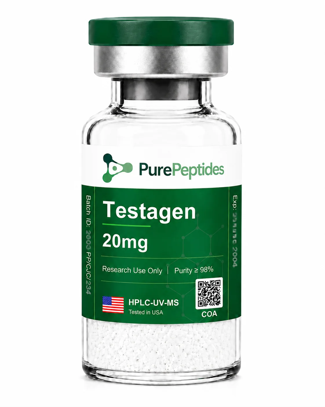 Testagen péptido de investigación, ≥98% pureza por HPLC, CAS N/A (Khavinson bioregulator), polvo liofilizado para investigación de laboratorio in vitro, Pure Peptides