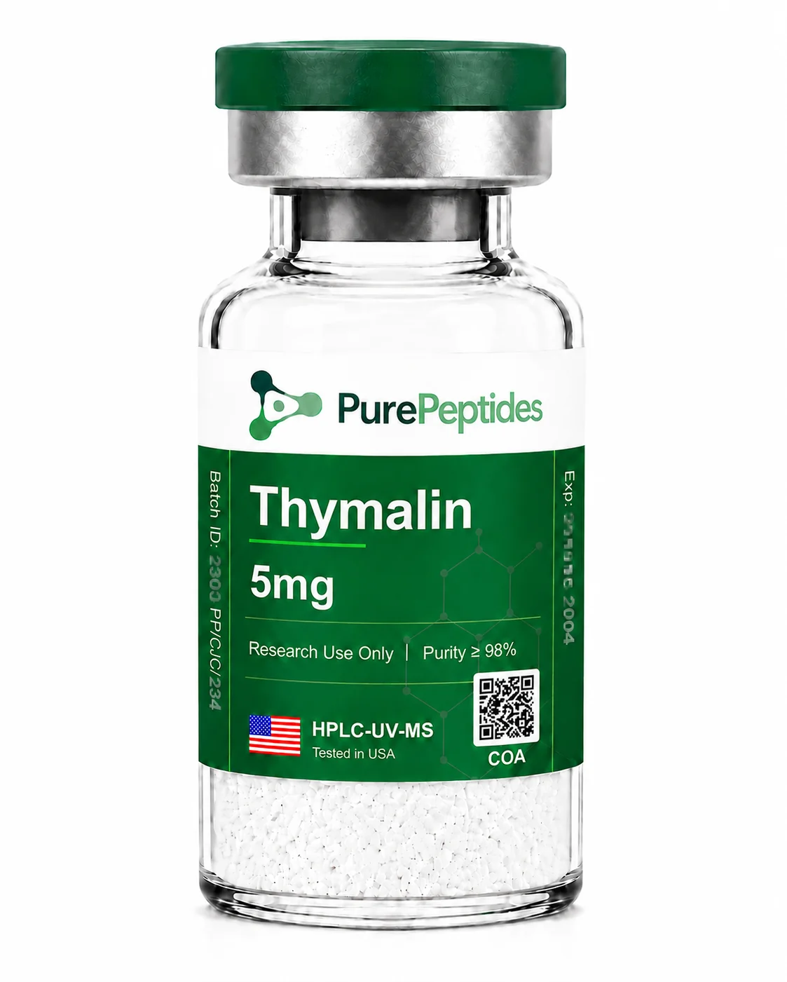Thymalin péptido de investigación, ≥98% pureza por HPLC, CAS N/A (complex polypeptide mixture), polvo liofilizado para investigación de laboratorio in vitro, Pure Peptides