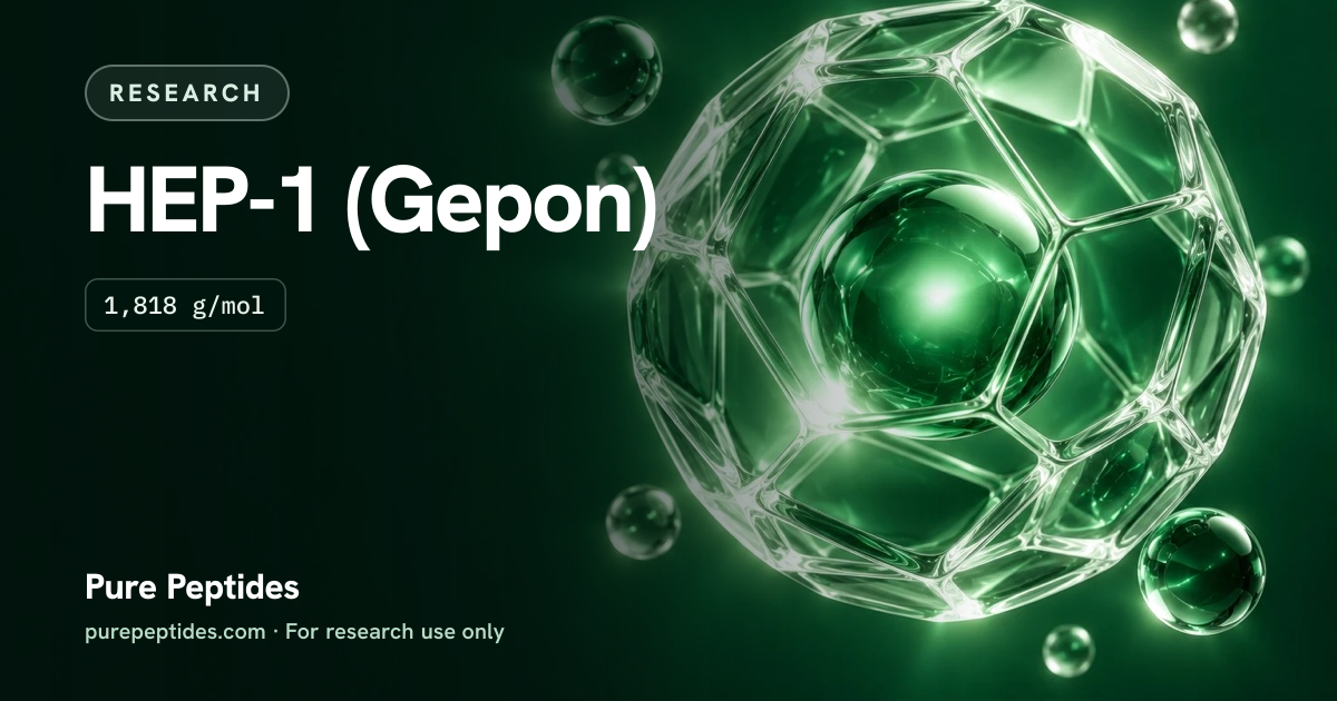 HEP-1 Research: the compound's name and figures from the product database, over abstract artwork