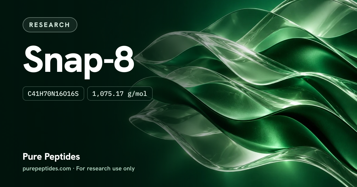 SNAP-8 Research: the compound's name and figures from the product database, over abstract artwork